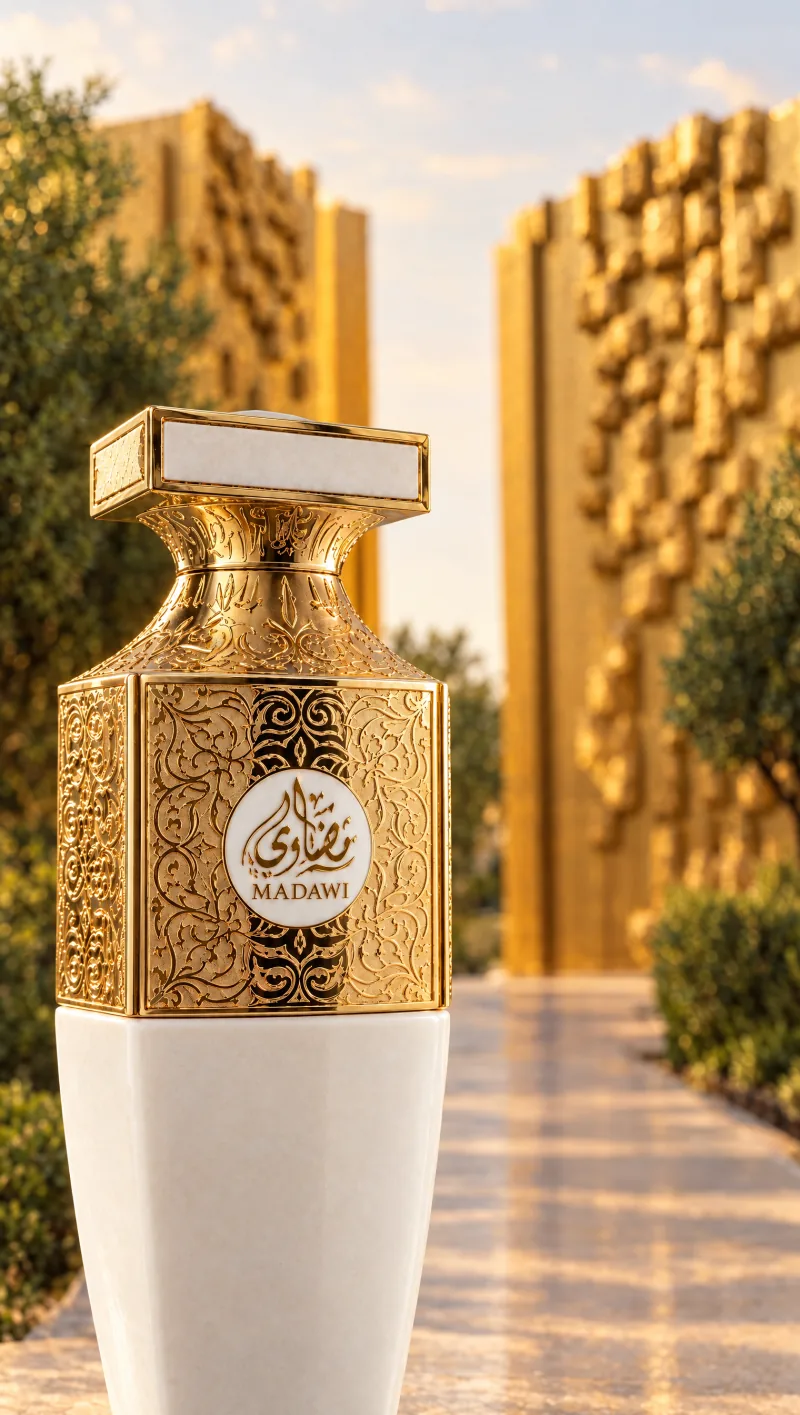 The Madawi bottle between two golden walls, story version